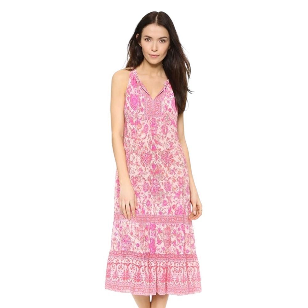 Rebecca Taylor Dreamweaver Print Silk Midi Dress Pink 8